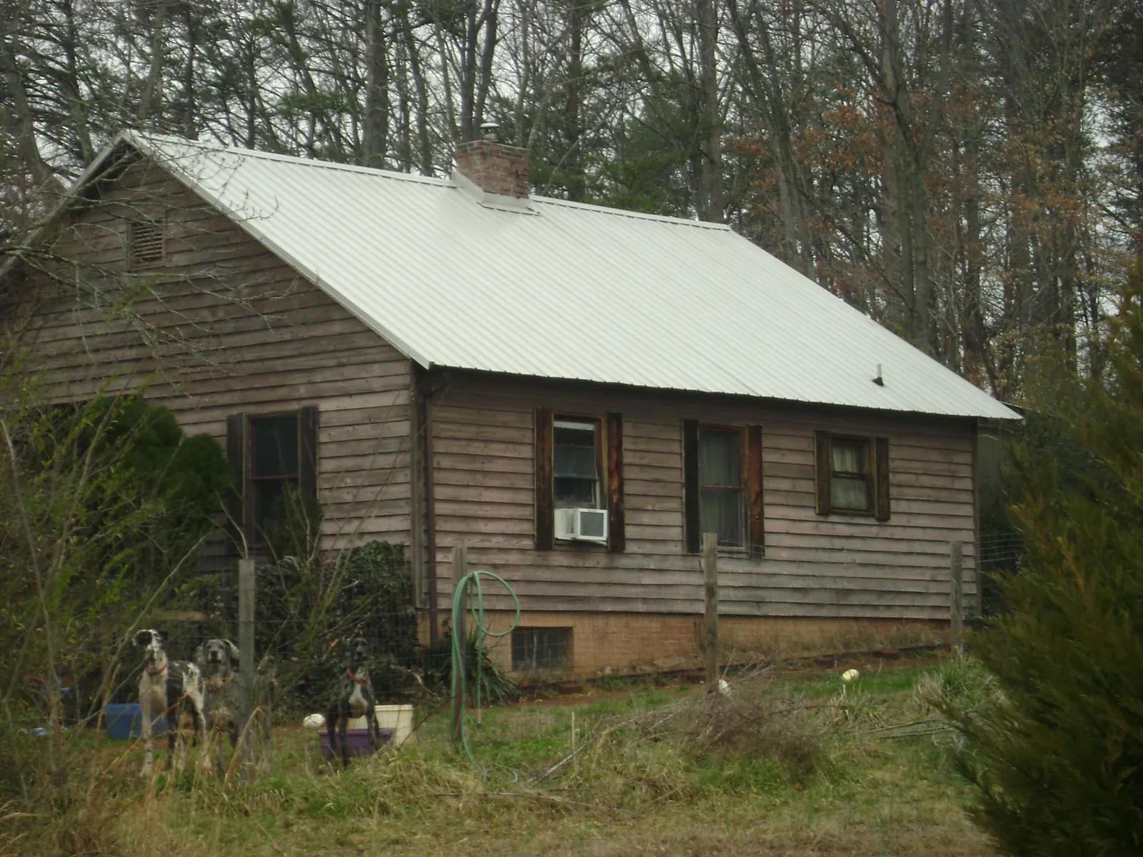 White metal roof on an old wood sided farmhouse, from a Metal Roof Installation job in Earling